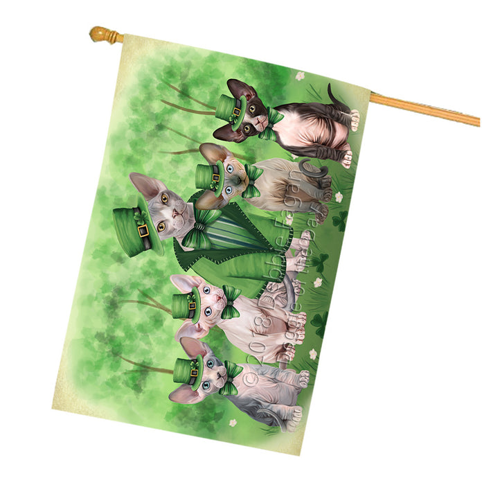 St. Patricks Day Irish Portrait Sphynx Cats House Flag FLG65071