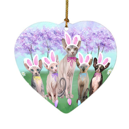 Easter Holiday Sphynx Cats Heart Christmas Ornament HPOR57344