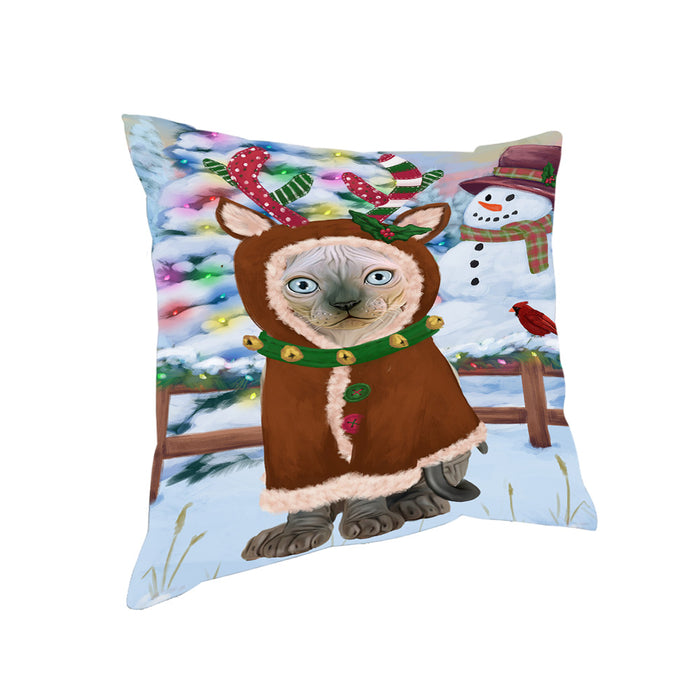 Christmas Gingerbread House Candyfest Sphynx Cat Pillow PIL80568