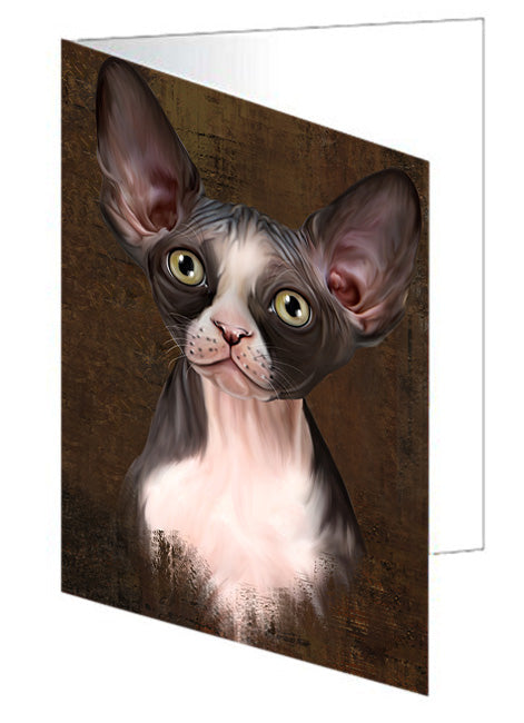 Rustic Sphynx Cat Handmade Artwork Assorted Pets Greeting Cards and Note Cards with Envelopes for All Occasions and Holiday Seasons GCD67484