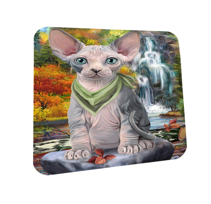Scenic Waterfall Sphynx Cat Coasters Set of 4 CST51922