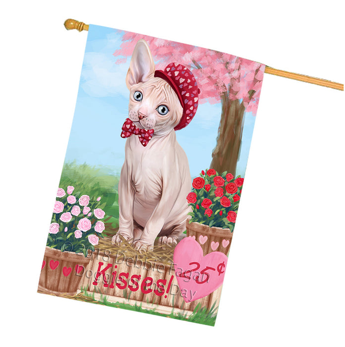 Rosie 25 Cent Kisses Sphynx Cat House Flag FLG56927