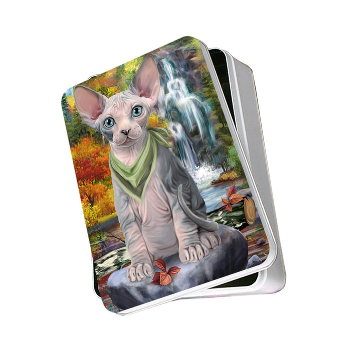 Scenic Waterfall Sphynx Cat Photo Storage Tin PITN52015