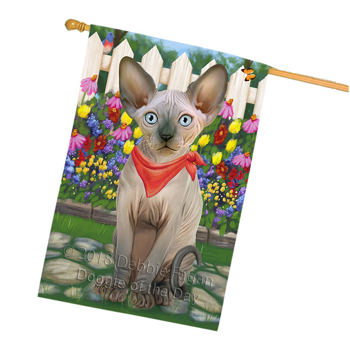 Spring Floral Sphynx Cat House Flag FLG52357