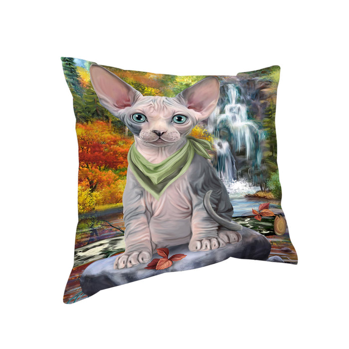 Scenic Waterfall Sphynx Cat Pillow PIL64216