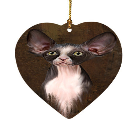 Rustic Sphynx Cat Heart Christmas Ornament HPOR54485