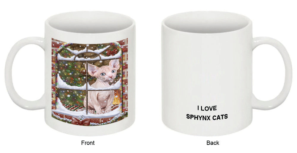 Please Come Home For Christmas Sphynx Cat Sitting In Window Coffee Mug MUG49045