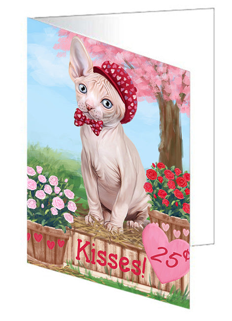 Rosie 25 Cent Kisses Sphynx Cat Handmade Artwork Assorted Pets Greeting Cards and Note Cards with Envelopes for All Occasions and Holiday Seasons GCD73244