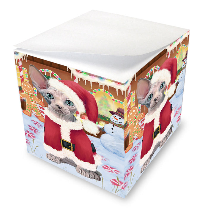 Christmas Gingerbread House Candyfest Sphynx Cat Note Cube NOC54642