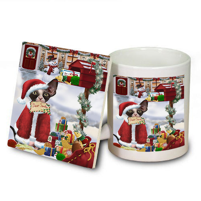Sphynx Cat Dear Santa Letter Christmas Holiday Mailbox Mug and Coaster Set MUC53547