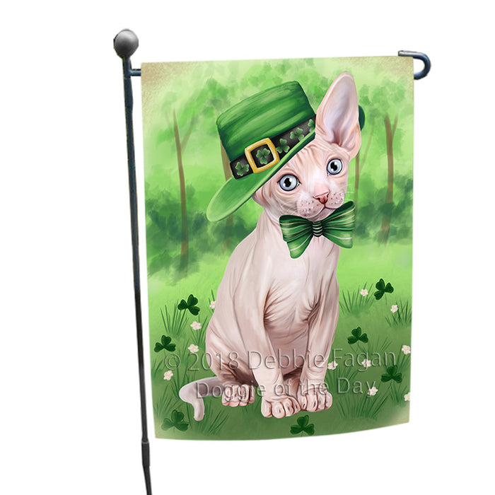 St. Patricks Day Irish Portrait Sphynx Cat Garden Flag GFLG65016