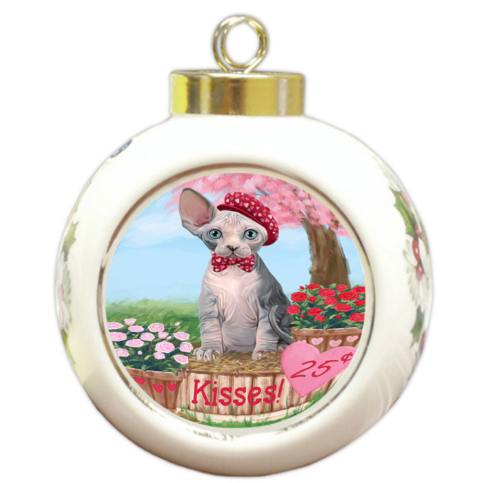 Rosie 25 Cent Kisses Sphynx Cat Round Ball Christmas Ornament RBPOR56600