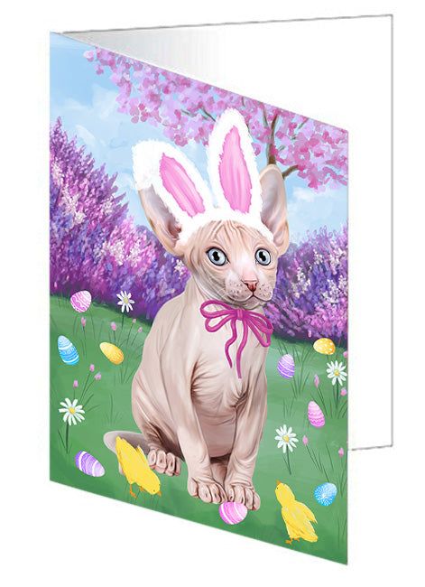 Easter Holiday Sphynx Cat Handmade Artwork Assorted Pets Greeting Cards and Note Cards with Envelopes for All Occasions and Holiday Seasons GCD76346