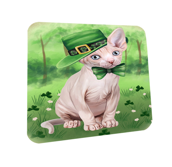 St. Patricks Day Irish Portrait Sphynx Cat Coasters Set of 4 CST57006