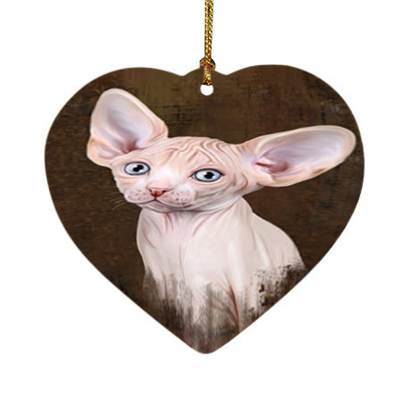Rustic Sphynx Cat Heart Christmas Ornament HPOR54486