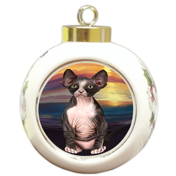 Sphynx Cat Round Ball Christmas Ornament RBPOR51781