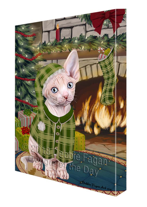 The Stocking was Hung Sphynx Cat Canvas Print Wall Art Décor CVS120617