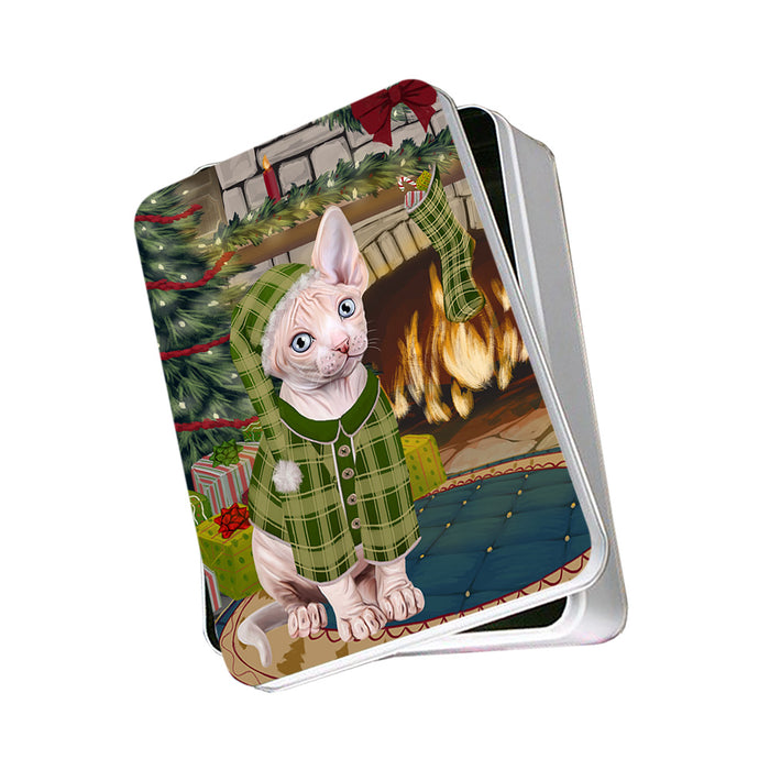 The Stocking was Hung Sphynx Cat Photo Storage Tin PITN55575