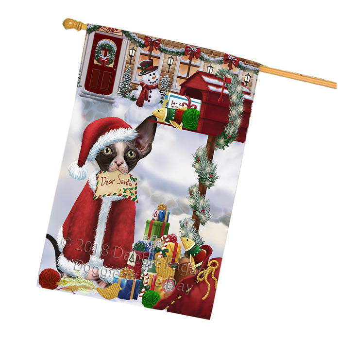 Sphynx Cat Dear Santa Letter Christmas Holiday Mailbox House Flag FLG53753
