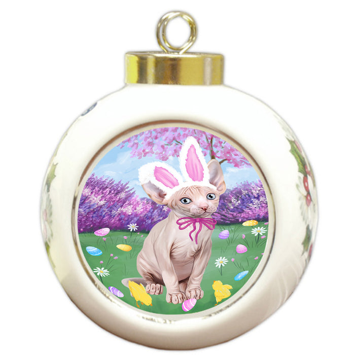 Easter Holiday Sphynx Cat Round Ball Christmas Ornament RBPOR57345