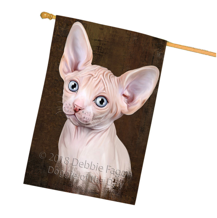 Rustic Sphynx Cat House Flag FLG54684
