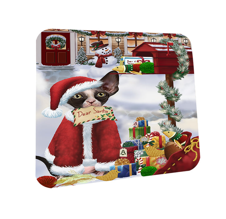 Sphynx Cat Dear Santa Letter Christmas Holiday Mailbox Coasters Set of 4 CST53513