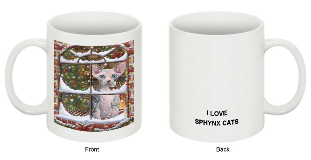 Please Come Home For Christmas Sphynx Cat Sitting In Window Coffee Mug MUG49046