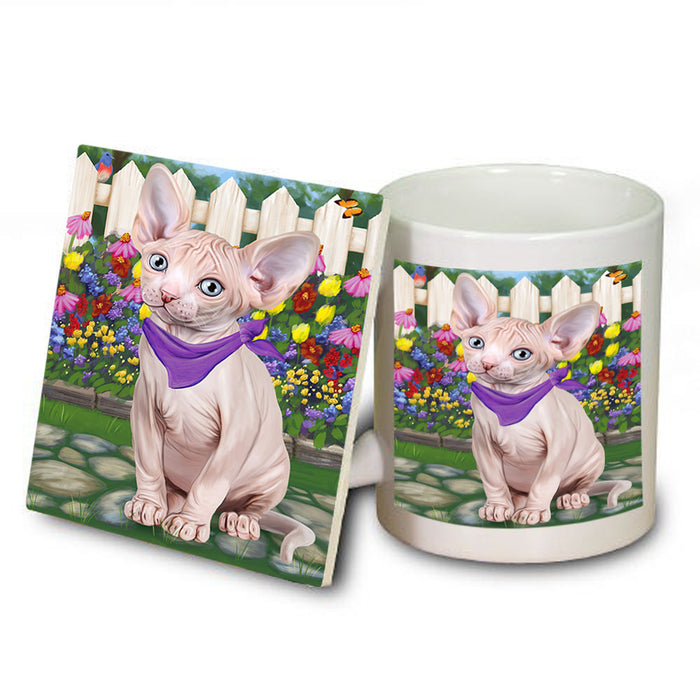 Spring Floral Sphynx Cat Mug and Coaster Set MUC52217