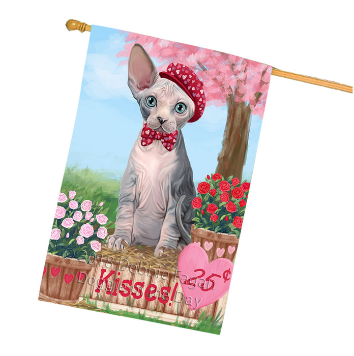 Rosie 25 Cent Kisses Sphynx Cat House Flag FLG56928