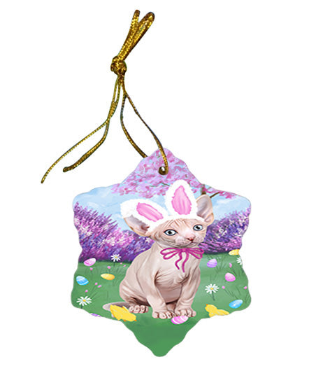 Easter Holiday Sphynx Cat Star Porcelain Ornament SPOR57345