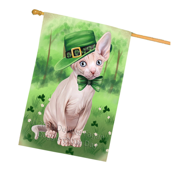 St. Patricks Day Irish Portrait Sphynx Cat House Flag FLG65072