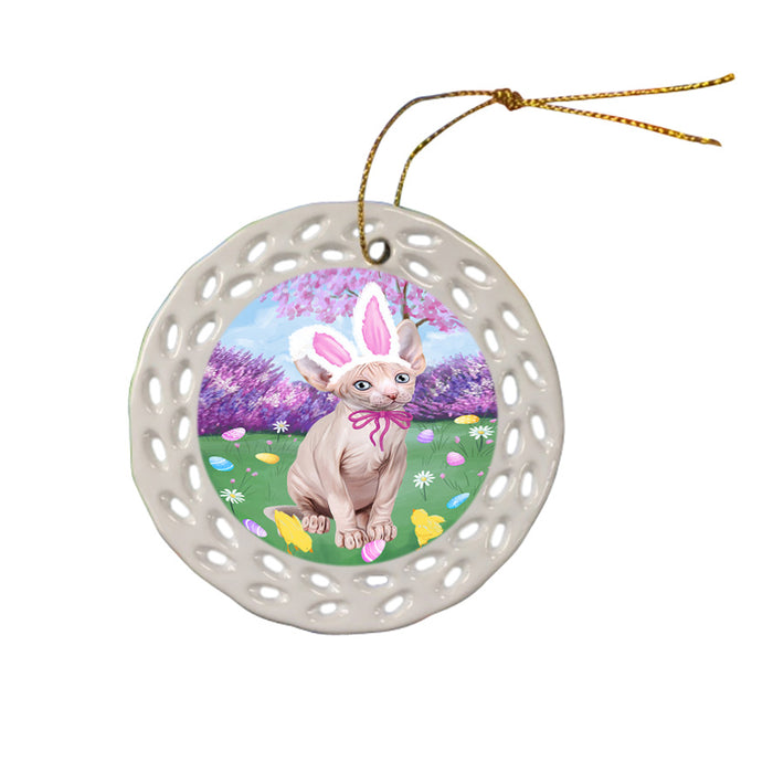 Easter Holiday Sphynx Cat Ceramic Doily Ornament DPOR57345