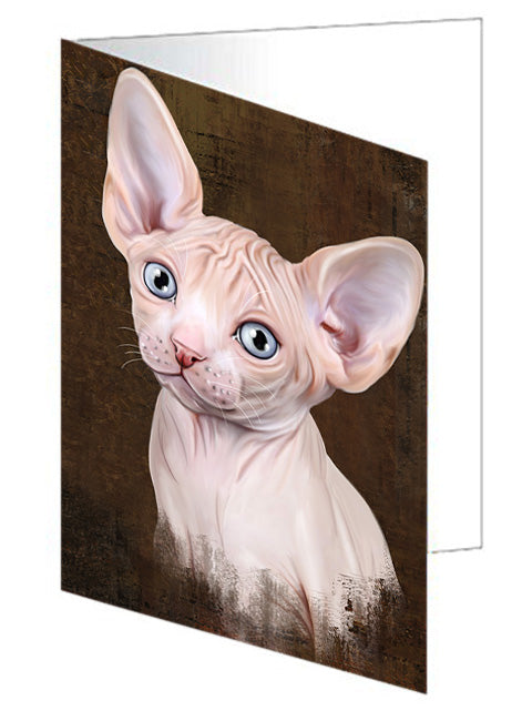 Rustic Sphynx Cat Handmade Artwork Assorted Pets Greeting Cards and Note Cards with Envelopes for All Occasions and Holiday Seasons GCD67487