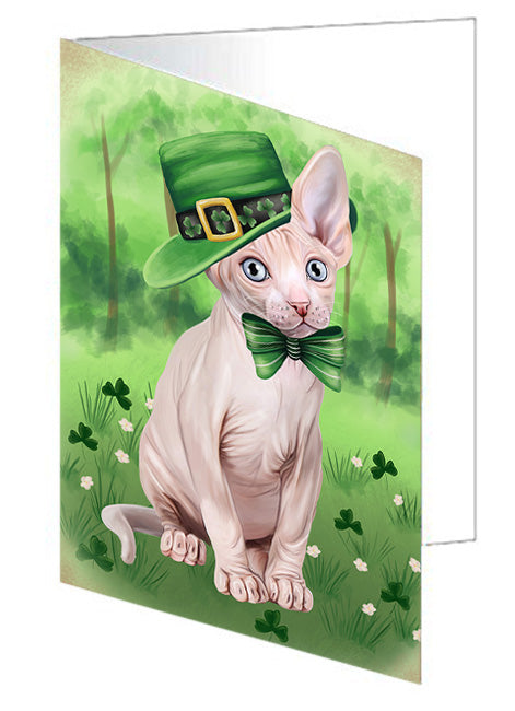 St. Patricks Day Irish Portrait Sphynx Cat Handmade Artwork Assorted Pets Greeting Cards and Note Cards with Envelopes for All Occasions and Holiday Seasons GCD76658