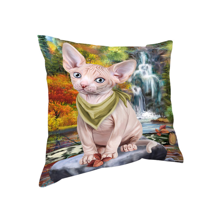 Scenic Waterfall Sphynx Cat Pillow PIL64220