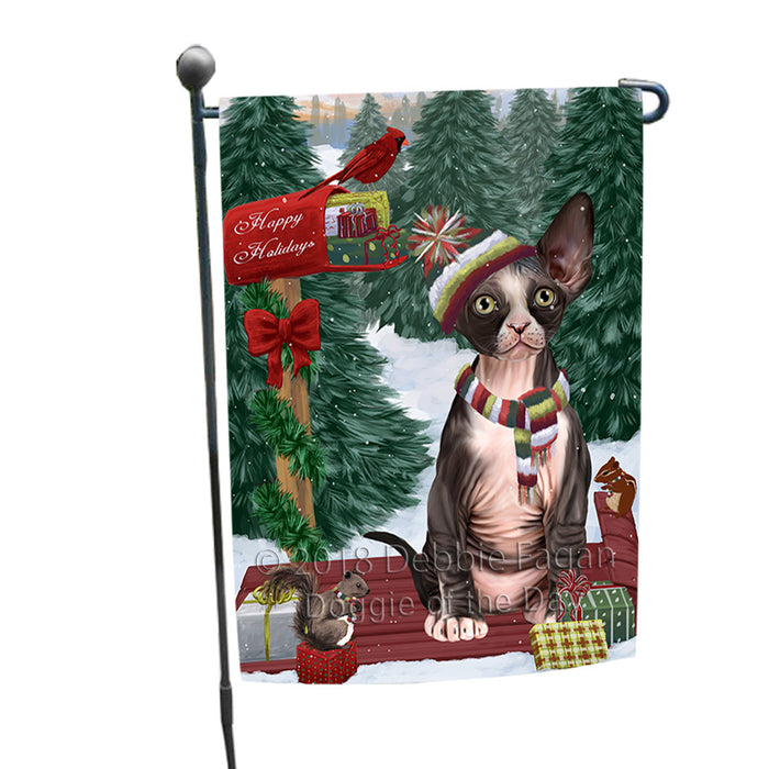 Merry Christmas Woodland Sled Sphynx Cat Garden Flag GFLG55343