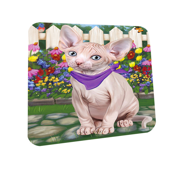 Spring Floral Sphynx Cat Coasters Set of 4 CST52236