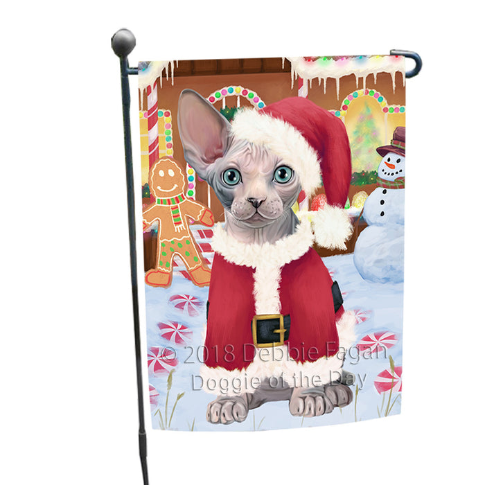 Christmas Gingerbread House Candyfest Sphynx Cat Garden Flag GFLG57198