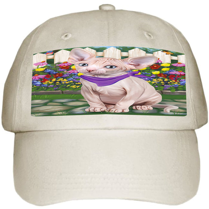Spring Floral Sphynx Cat Ball Hat Cap HAT60564