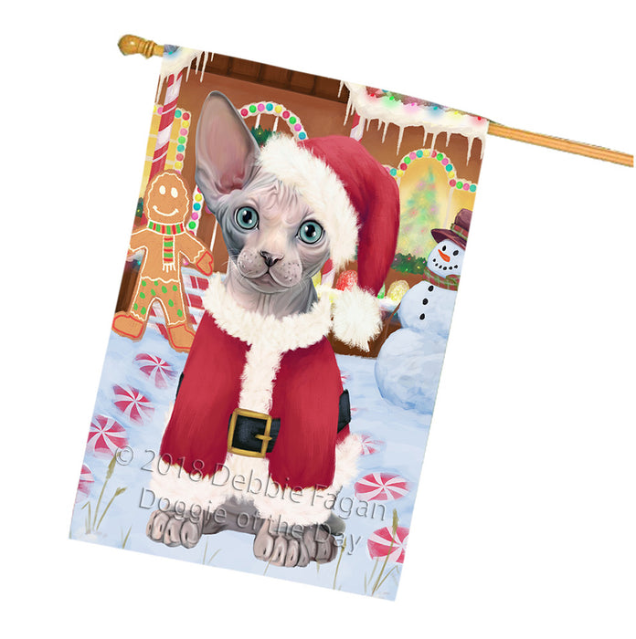 Christmas Gingerbread House Candyfest Sphynx Cat House Flag FLG57254