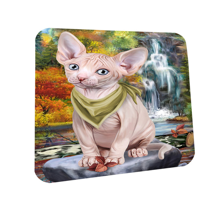 Scenic Waterfall Sphynx Cat Coasters Set of 4 CST51923