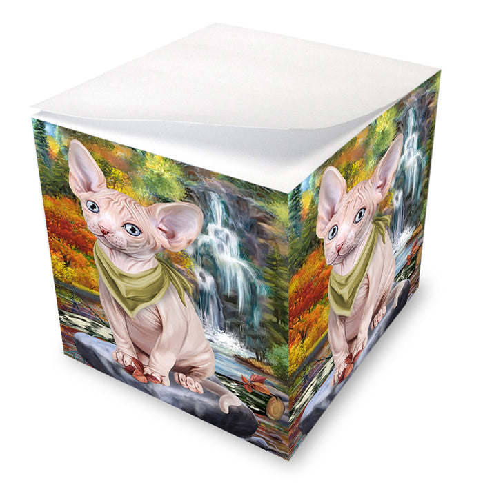 Scenic Waterfall Sphynx Cat Note Cube NOC51964