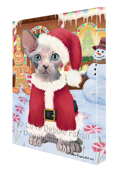 Christmas Gingerbread House Candyfest Sphynx Cat Canvas Print Wall Art Décor CVS131354