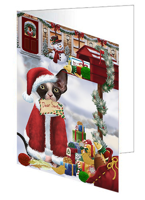 Sphynx Cat Dear Santa Letter Christmas Holiday Mailbox Handmade Artwork Assorted Pets Greeting Cards and Note Cards with Envelopes for All Occasions and Holiday Seasons GCD64694
