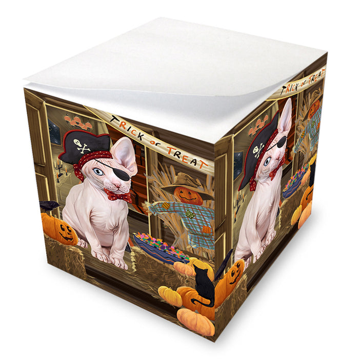 Enter at Own Risk Trick or Treat Halloween Sphynx Cat Note Cube NOC53306
