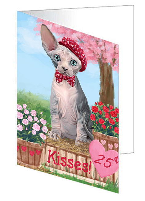 Rosie 25 Cent Kisses Sphynx Cat Handmade Artwork Assorted Pets Greeting Cards and Note Cards with Envelopes for All Occasions and Holiday Seasons GCD73247