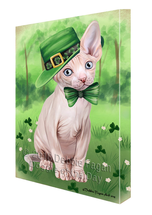 St. Patricks Day Irish Portrait Sphynx Cat Canvas Print Wall Art Décor CVS135872