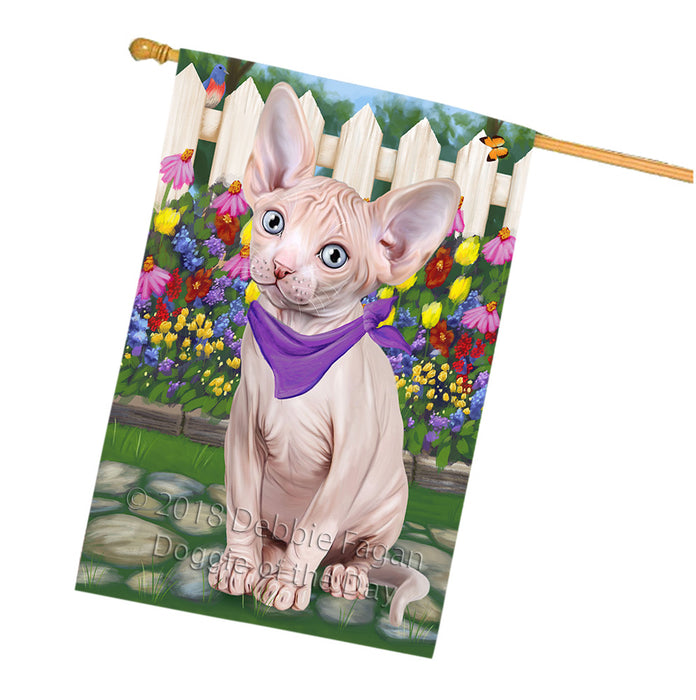 Spring Floral Sphynx Cat House Flag FLG52358