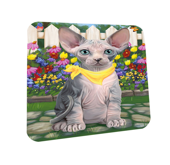 Spring Floral Sphynx Cat Coasters Set of 4 CST52237