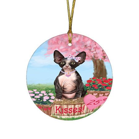 Rosie 25 Cent Kisses Sphynx Cat Round Flat Christmas Ornament RFPOR56601